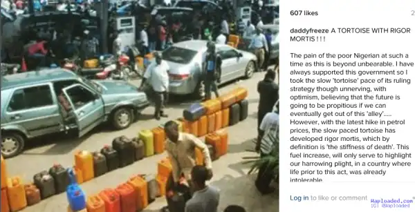 Popular OAP Freeze weighs in on the increased fuel price